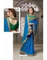 Blue Heavy Embroidered Silk Designer Party Wear Saree
