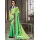 Parrot Green Heavy Embroidered Silk Designer Party Wear Saree