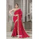Crimson Heavy Embroidered Silk Designer Party Wear Saree