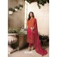 Orange And Crimson Embroidered Georgett Designer Churidar Suits