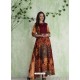 Maroon And Multi Colour Art Silk Printed Designer Gown