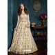 Fabulous Cream Embroidered Net Designer Anarkali Suit