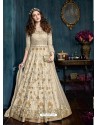 Fabulous Cream Embroidered Net Designer Anarkali Suit