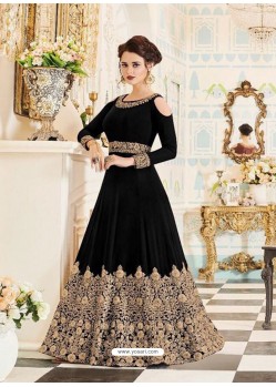 Amazing Black Georgett Embroidered Designer Floor Length Anarkali Suit