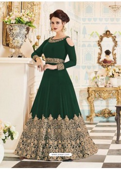 Wonderful Dark Green Georgett Embroidered Designer Floor Length Anarkali Suit