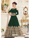 Wonderful Dark Green Georgett Embroidered Designer Floor Length Anarkali Suit