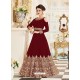 Awesome Wine Georgett Embroidered Designer Floor Length Anarkali Suit