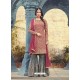 Flawless Crimson Embroidered Faux Georgette Designer Plazzo Suit