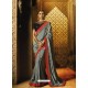 Grey Barfi Silk Thread Worked Designer Saree