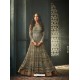 Olive Green Net Stone Worked Designer Embroidered Anarkali Suit