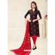 Black Cotton Embroidered Designer Churidar Suit