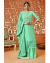 Jade Green Pure Silk Embroidered Designer Plazzo Suit