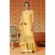 Yellow Pure Silk Embroidered Designer Plazzo Suit