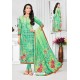 Green Pure Cotton Printed Designer Churidar Suit