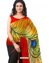 Peacock wing printed Georgette Multicolor Sari