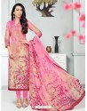Light Pink Pure Cotton Printed Designer Churidar Suit