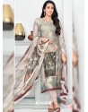 Light Brown Pure Cotton Printed Designer Churidar Suit