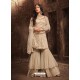 Heavenly Beige Net Embroidered Designer Plazzo Suit