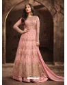 Elegant Light Pink Net Embroidered Designer Floor Length Anarkali Suit