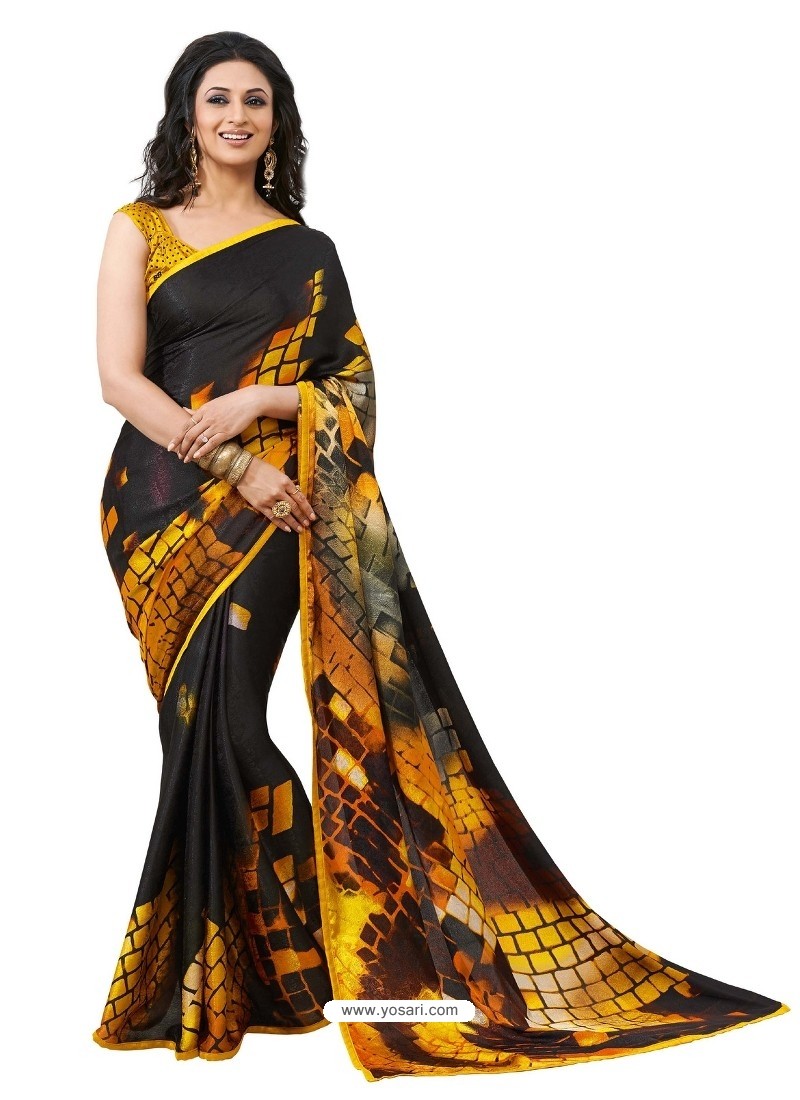 Crape Silk jacorde Digital Printed Sari