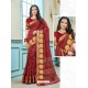 Wine Printed Cotton Designer Saree