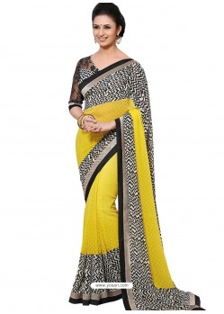 Beautiful Black and Yellow Color Sari