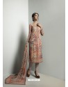 Mind Blowing Beige Georgett Printed And Embroidered Designer Straight Suit
