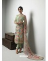 Amazing Sea Green Georgett Printed And Embroidered Designer Straight Suit