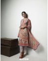 Spectacular Dusty Pink Georgett Printed And Embroidered Designer Straight Suit