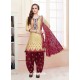 Cream Cotton Satin Thread Embroidered Designer Salwar Suit