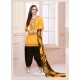 Yellow Cotton Satin Thread Embroidered Designer Salwar Suit
