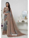 Admirable Grey And Multi Colour Pashmina silk Designer Saree