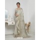 Adorable Off White Pashmina silk Designer Saree