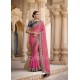 Light Pink Embroidered And Stone Worked Designer Chiffon Saree