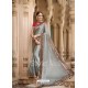 Grey Embroidered And Stone Worked Designer Chiffon Saree