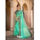 Jade Green Embroidered And Stone Worked Designer Chiffon Saree