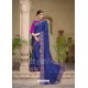 Navy Blue Embroidered And Stone Worked Designer Chiffon Saree