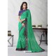 Jade Green Embroidered Work Designer Chiffon Saree