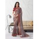 Light Brown Embroidered Work Designer Chiffon Saree