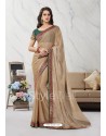 Golden Embroidered Work Designer Chiffon Saree