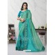 Aqua Mint Embroidered Work Designer Chiffon Saree