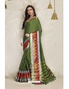 Mehendi Cotton Blended Designer Cotton Silk Saree
