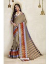 Taupe Cotton Blended Designer Cotton Silk Saree