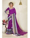 Purple Cotton Blended Designer Cotton Silk Saree