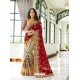 Red And Grey Georgette Embroidered Designer Half N Half Saree