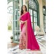 Fuchsia And Baby Pink Georgette Embroidered Designer Half N Half Saree