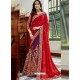 Red And Purple Georgette Embroidered Designer Half N Half Saree