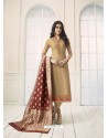 Beige Georgette Embroidered Designer Churidar Suit