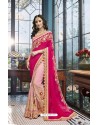 Fuchsia And Light Pink Georgette Heavy Embroidered Designer Party Wear Saree