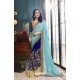 Sky Blue And Royal Blue Georgette Heavy Embroidered Designer Party Wear Saree